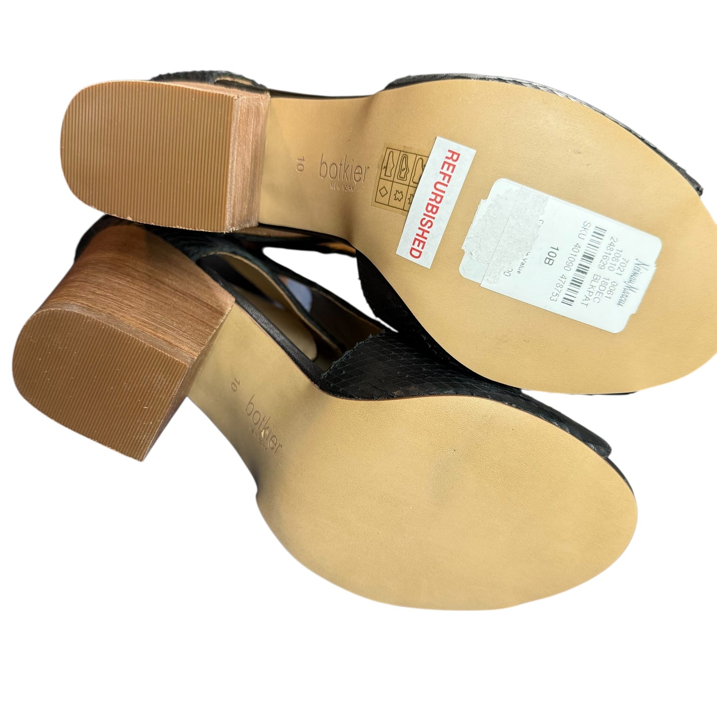 BOTKIER MADDY BLACK PEEP TOE BLOCK HEELS 26 NEW REFURBISHED SZ 10