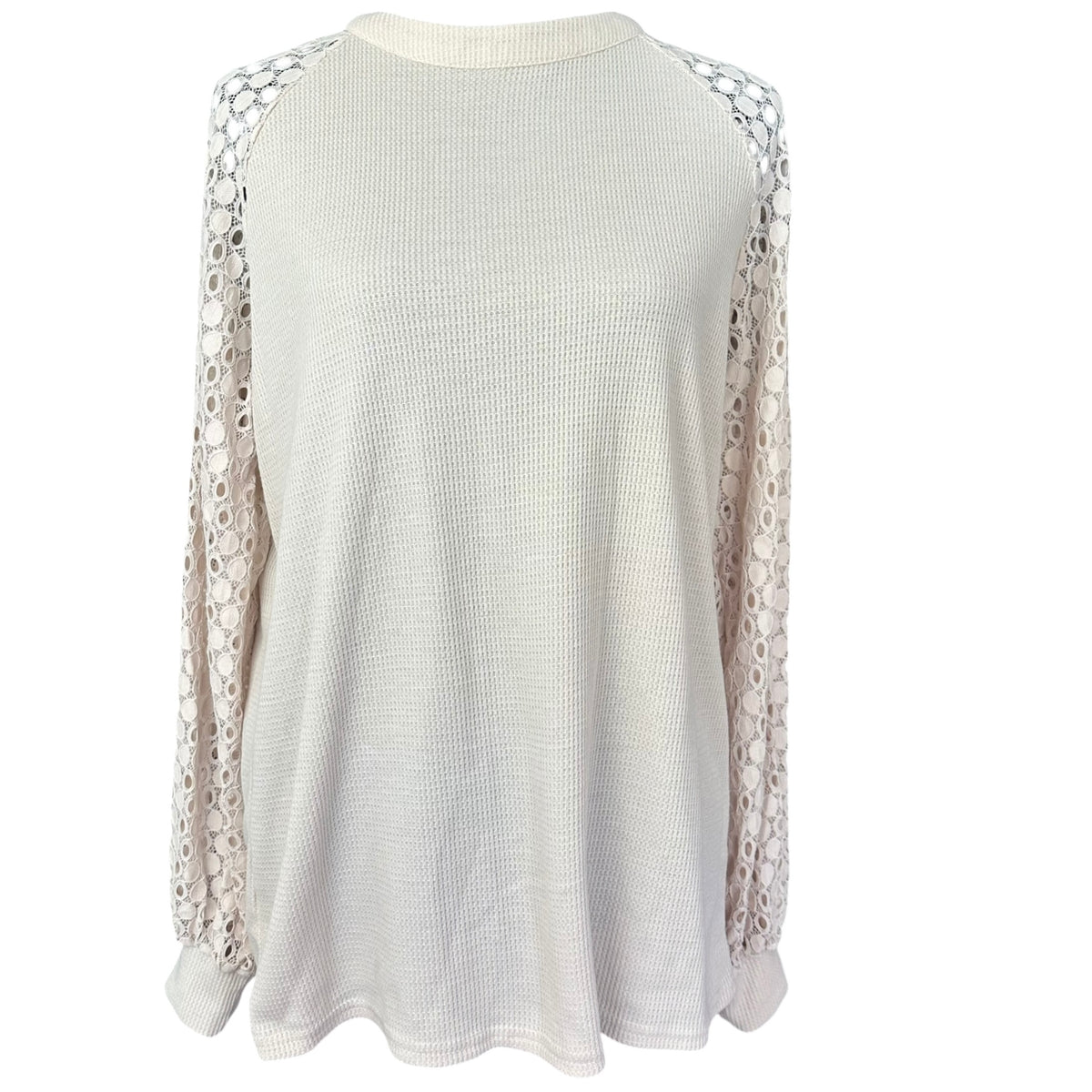 LACE & LATTE STATEMENT SLEEVE TOP 100 LARGE