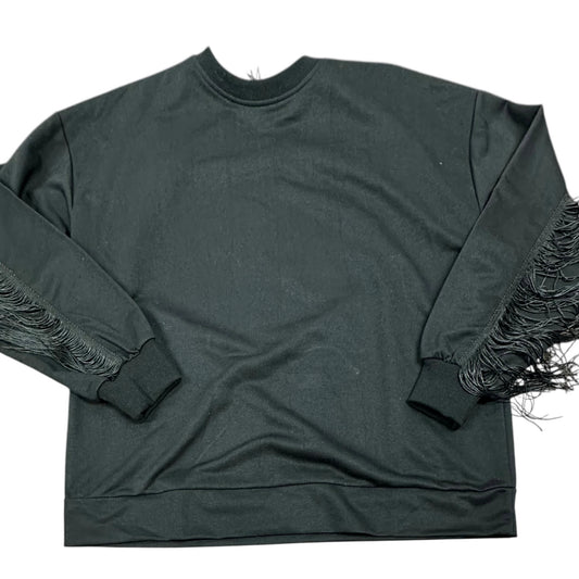 BLACK CREWNECK SWEATSHIRT FRINGE 7 LARGE