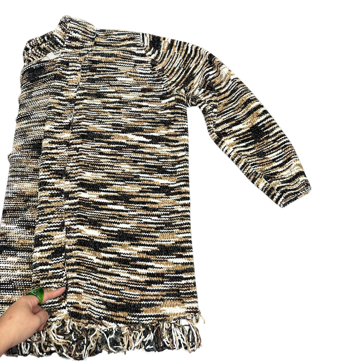 WOMAN WITHIN OPEN CARDIGAN BLACK WHITE TAN SZ 22/24
