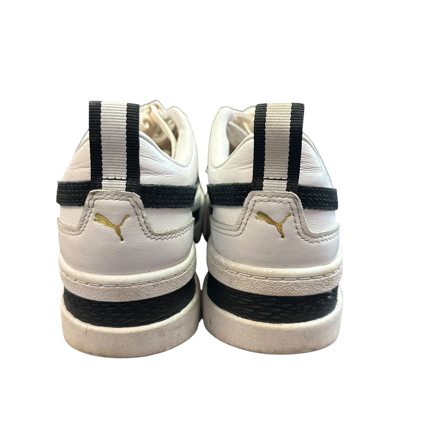 PUMA MAYZE LEATHER PLATFORM SNEAKERS WHITE BLACK 100 SZ 6.5