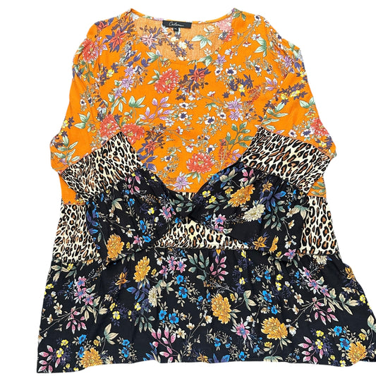 CALESSA FLORAL ANIMAL PRINT TUNIC BLOUSE 100 XL