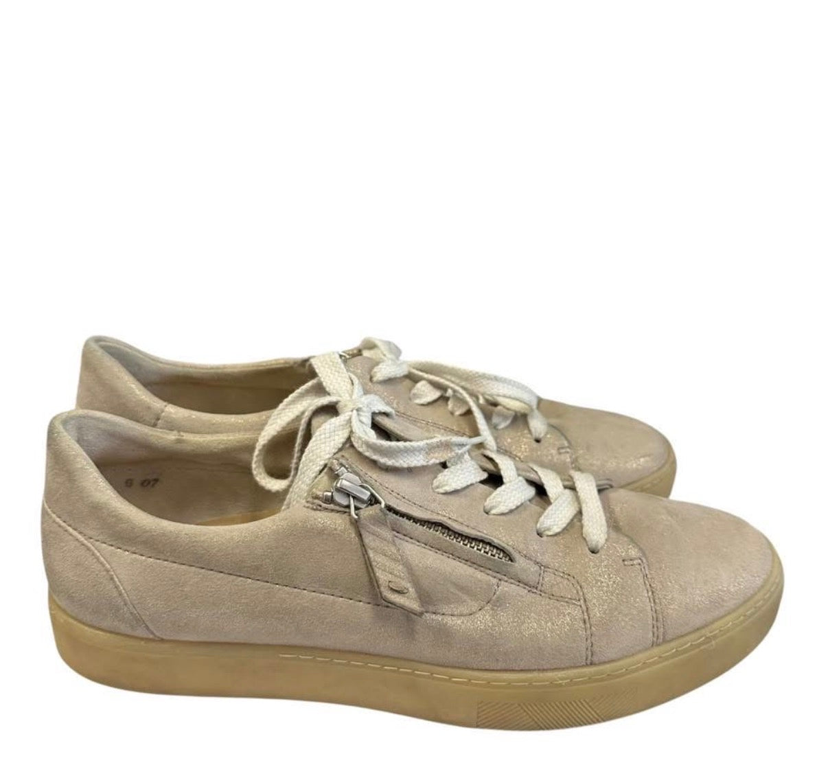 PAUL GREEN TAUPE SHIMMER SNEAKERS 220 Sz 9