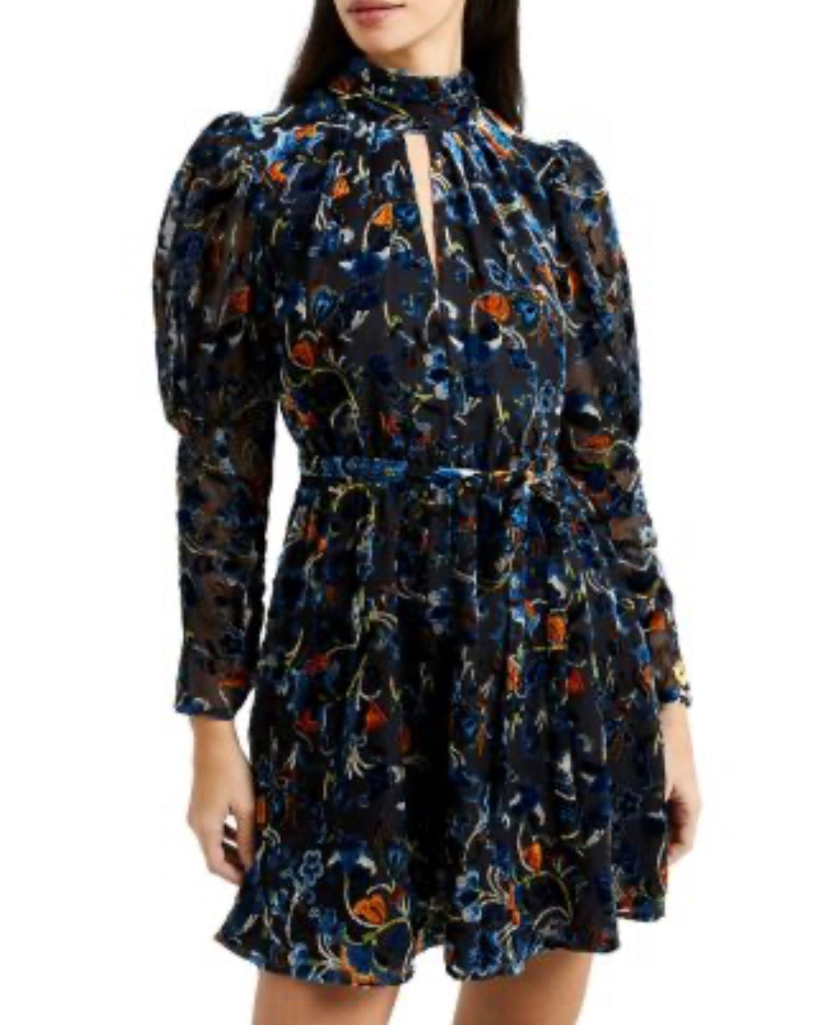 FRENCH CONNECTION VELOUR FLORAL BURNOUT DRESS 26 SZ 12