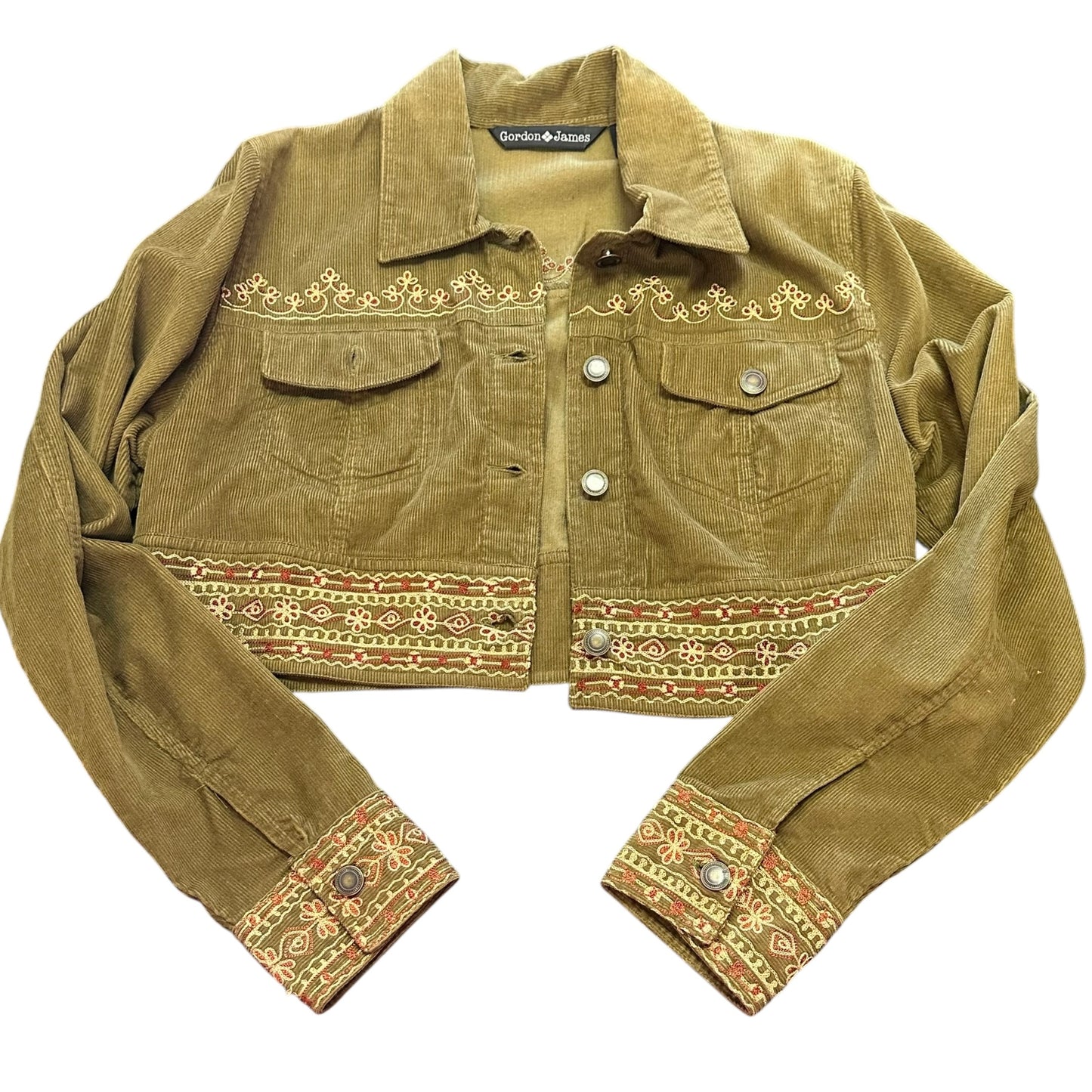 GORDON JAMES GREEN CORDUROY JACKET EMBROIDERED Y2K 100 MEDIUM