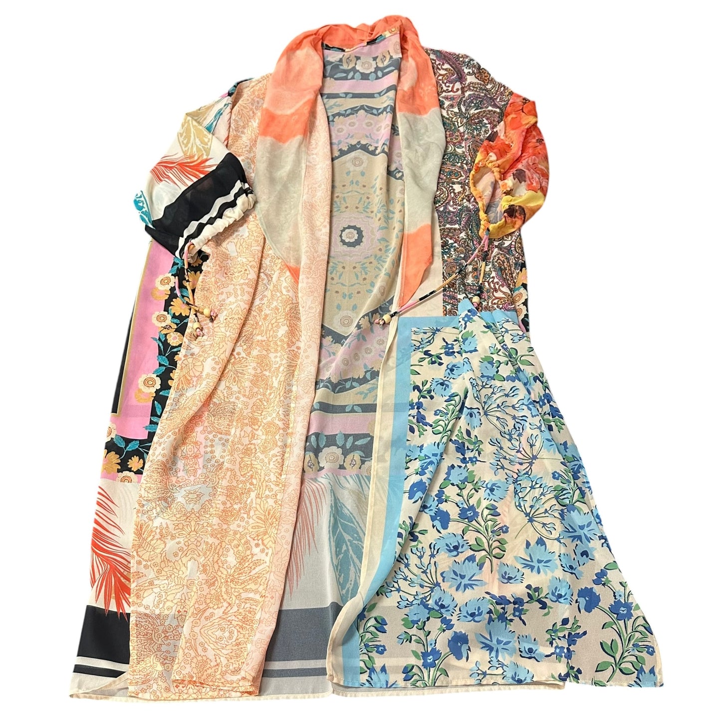 BEIGE COLORFUL KIMONO PUFF SLEEVES 282 OS