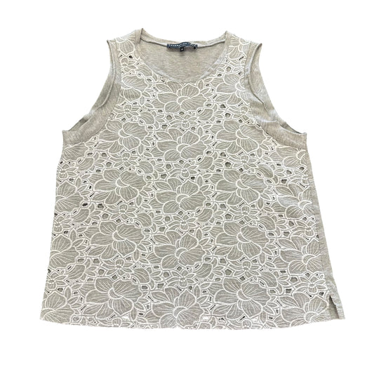 GENERATION LOVE GRAY EMBROIDERED FLORAL TANK TOP 251 MEDIUM