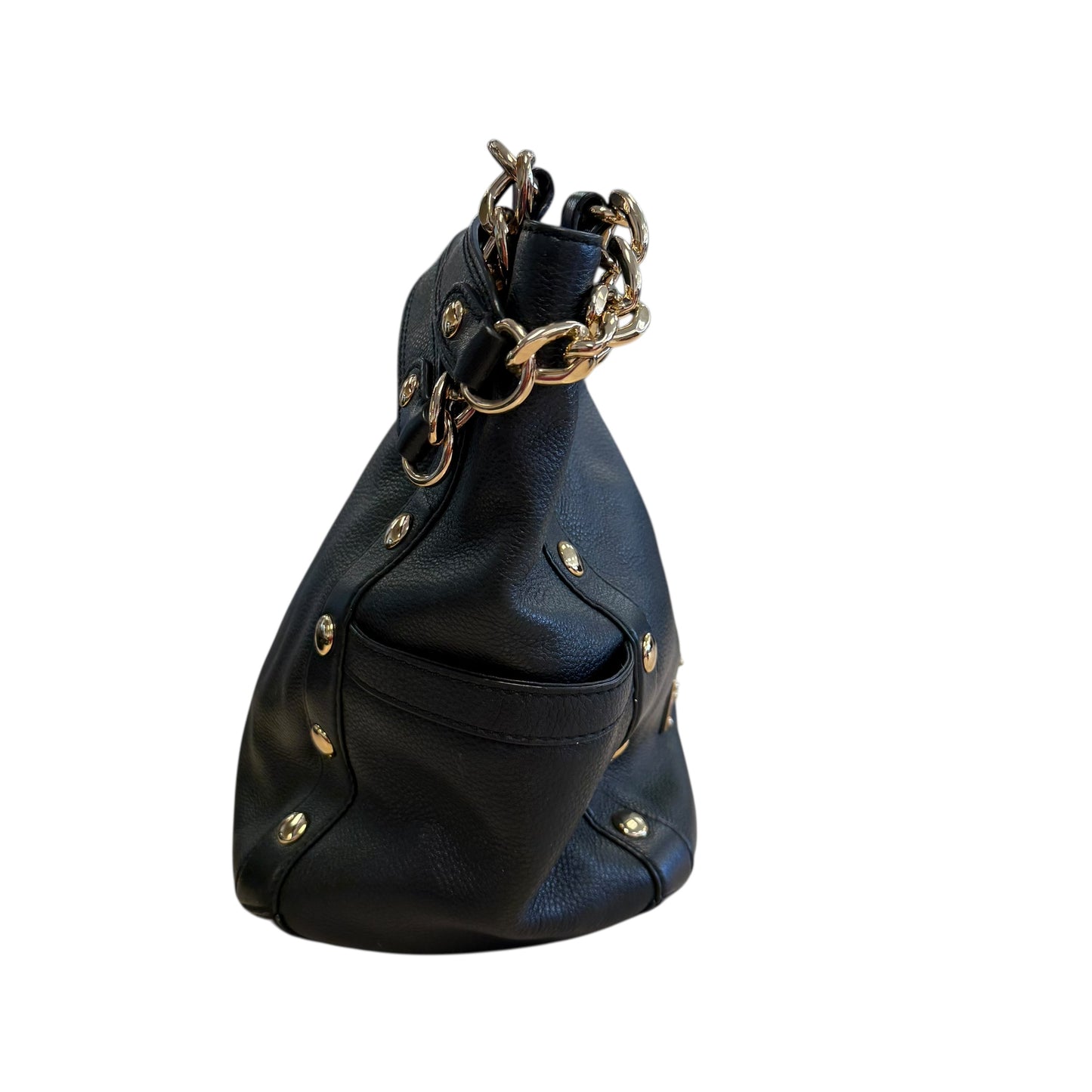 MICHAEL KORS DELANCY LARGE BLACK PEBBLED LEATHER SHOULDER BAG 217