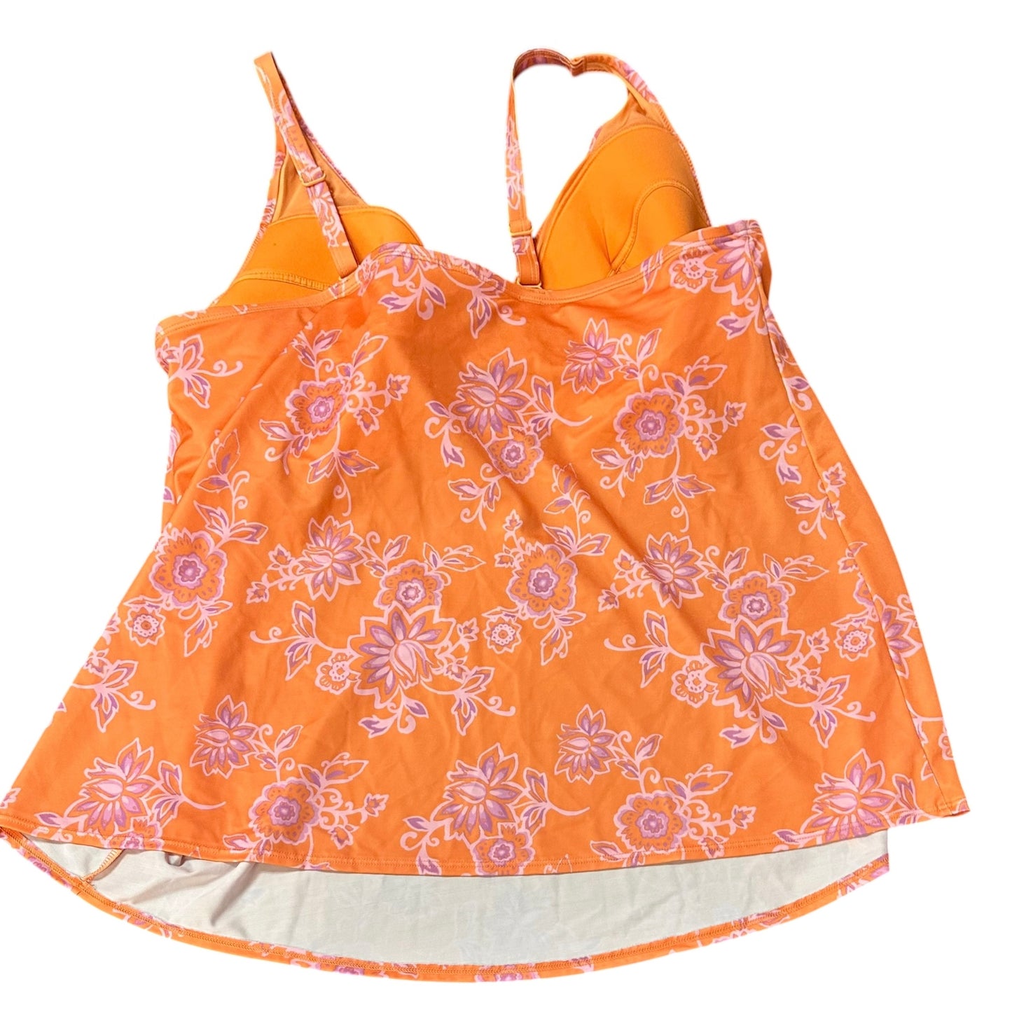 CACIQUE ORANGE PINK FLORAL TANKINI TOP UNDERWIRE 100 44DDD