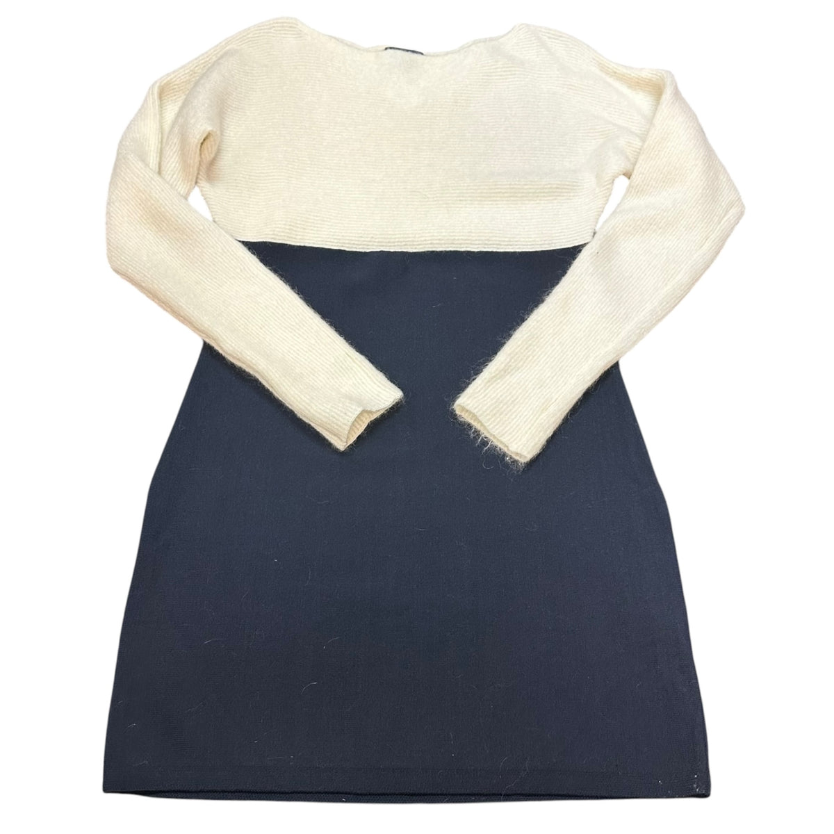 AX ARMANI EXHANGE BEIGE NAVY DRESS MERINO WOOL MOHAIR 100 LARGE