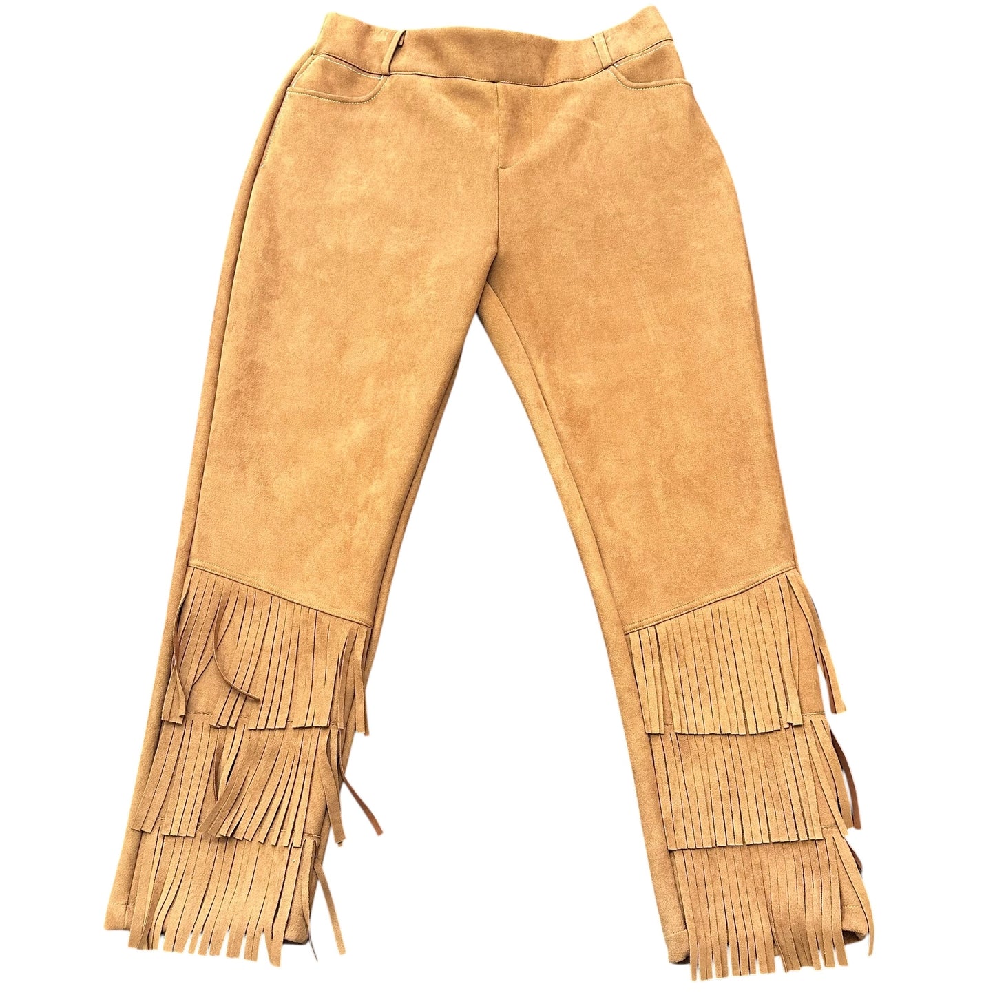 CRAZY TRAIN FAUX SUEDE FRINGE BROWN PANTS 219 L/XL