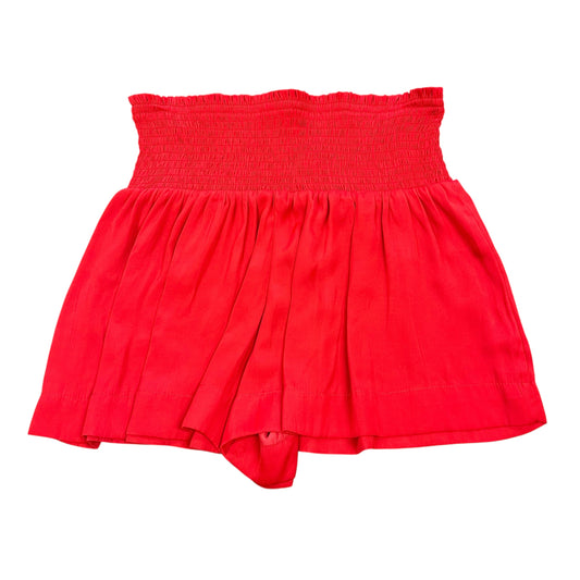 TCEC RED HIGH WAISTED SMOCKED SATIN SHORTS 100 LARGE