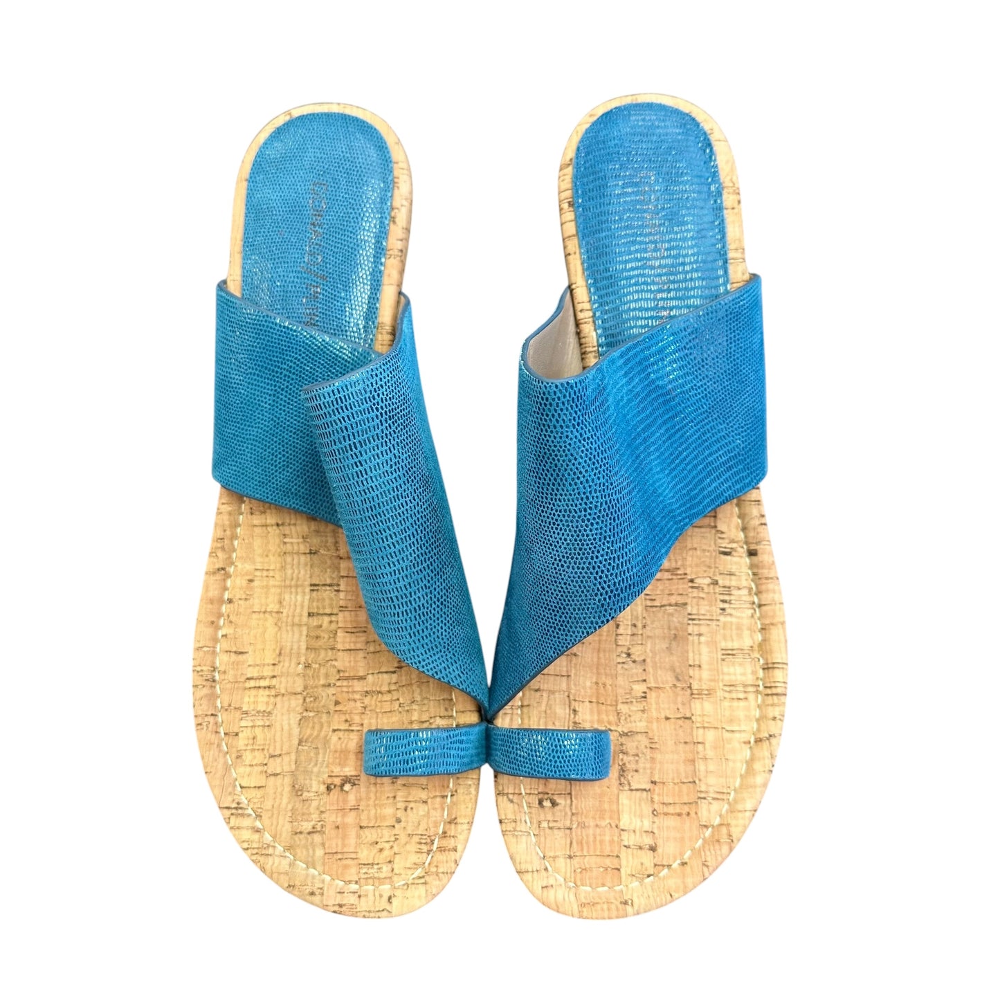 DONALD PLINER GYER BLUE CORK PLATFORM SANDALS 276 SZ 10