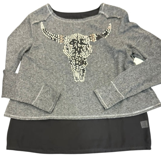 DOUBLE D RANCH KNIT TOP STUDDED BULL SKULL NWOT 298 MEDIUM