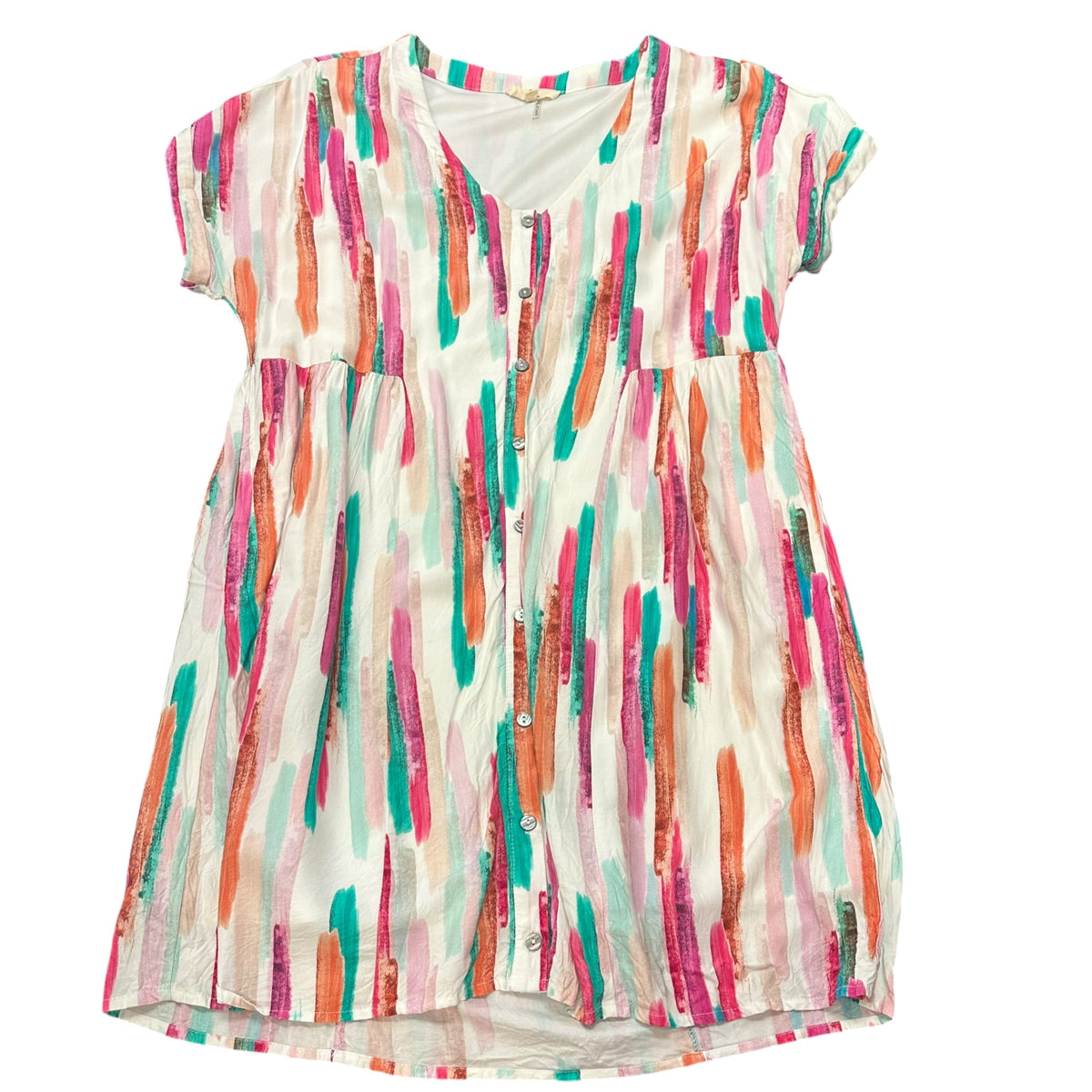 ENTRO BEIGE COLORFUL DRESS W POCKET 282 LARGE