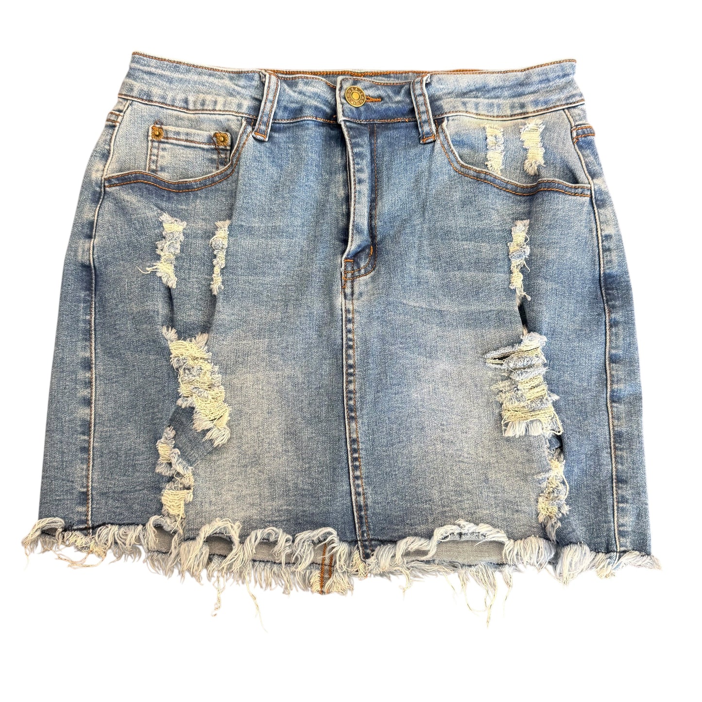 DENIM BLUE JEAN MINI SKIRT 100 MEDIUM