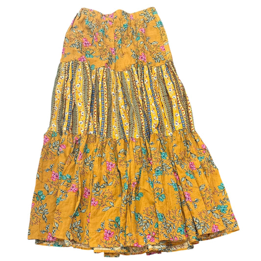 EASEL MUSTARD YELLOW FLORAL MAXI SKIRT COTTAGE CORE 100 NWT SMALL
