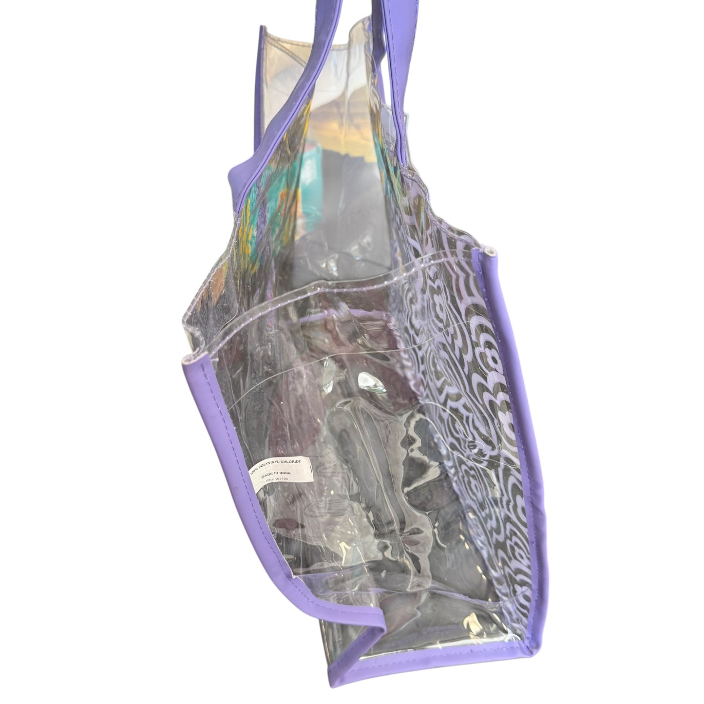 PURPLE CLEAR FLORAL TOTE SHOULDER BAG NEW OS