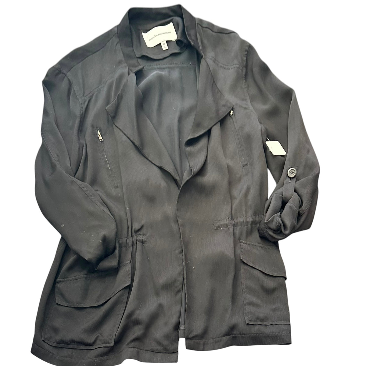 CUPCAKES AND CASHMERE OPEN BLACK UTILITY JACKET 258 MEDIUM