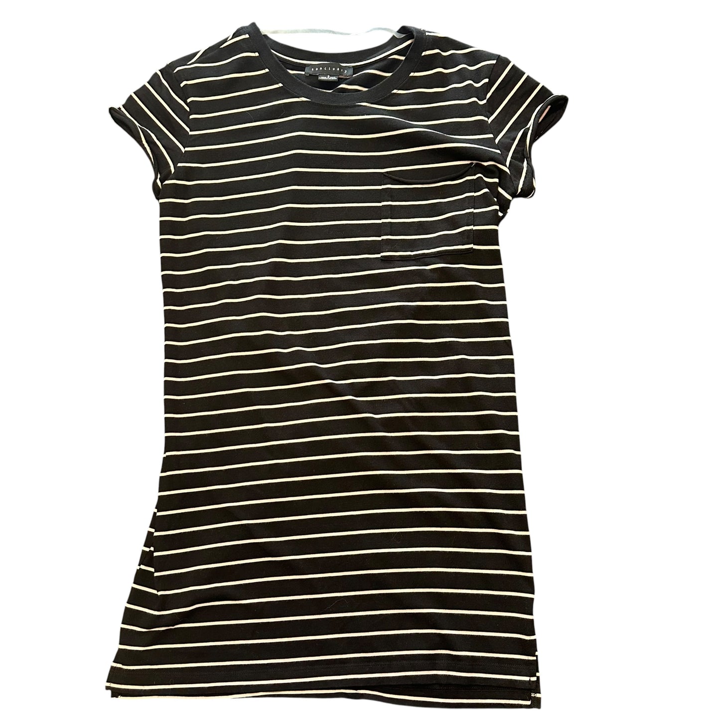 SANCTUARY BLACK TAN STRIPED TSHIRT DRESS 249 SMALL