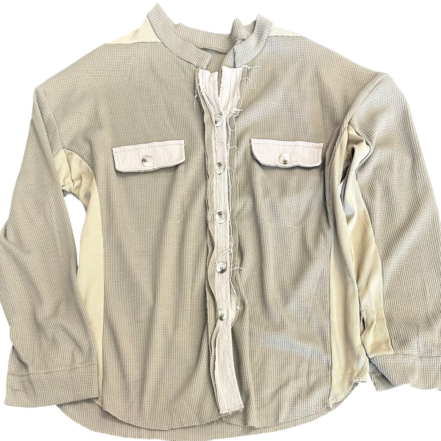 TAUPE WAFFLE KNIT SHIRT JACKET NWOT 223 LARGE