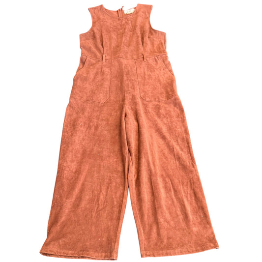 ANTHROPOLOGIE FAUX SUEDE BROWN JUMPSUIT 100 LARGE