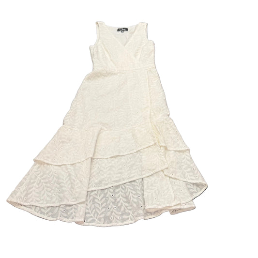 LULUS WHITE MIDI EMBROIDERED DRESS 87 XS