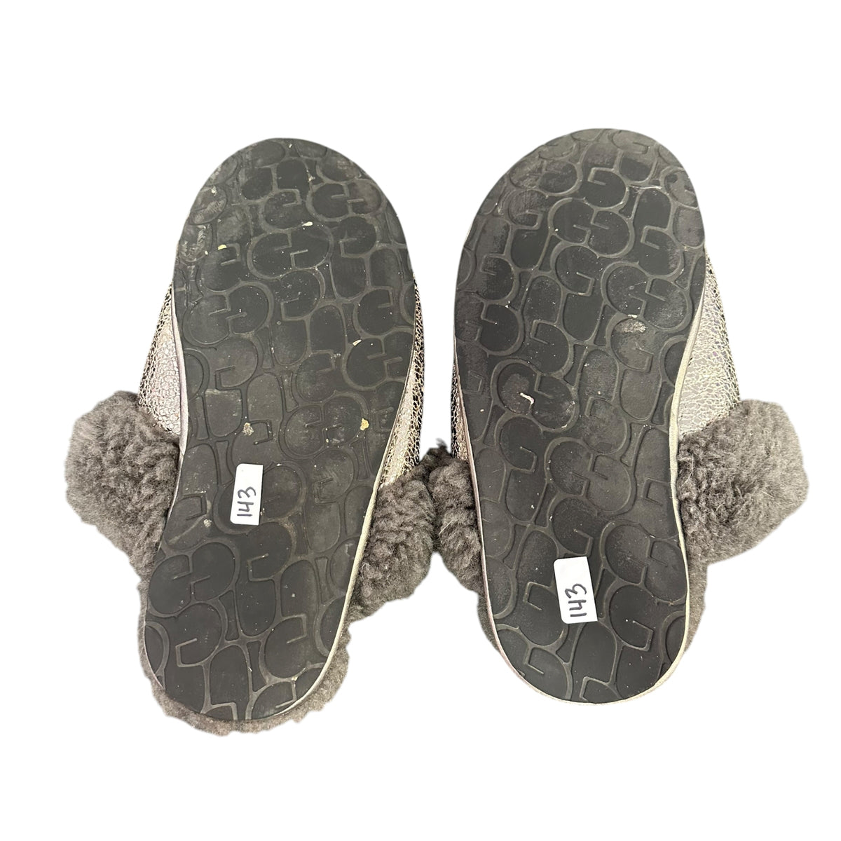 UGG SCUFFETTE METALLIC SILVER SLIPPERS 143 SZ 9