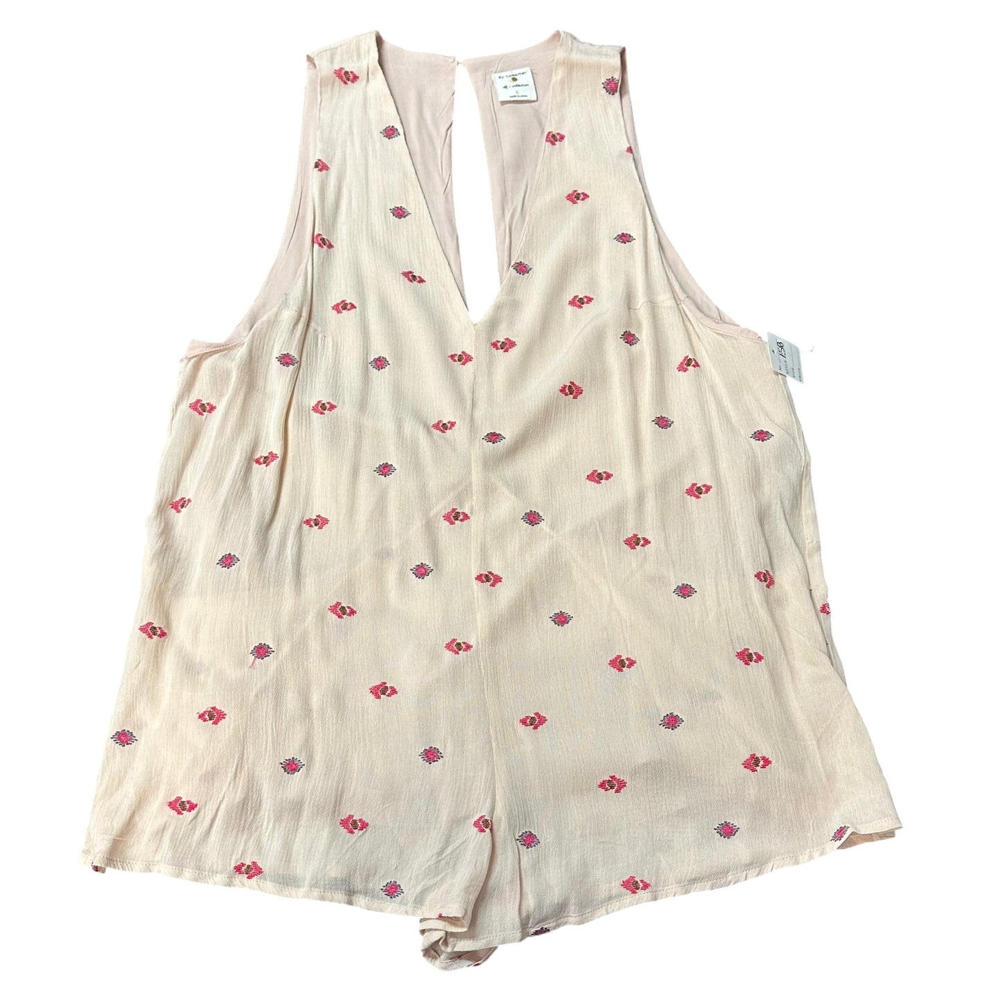 BY TOGETHER BEIGE GAUZE ROMPER PINK EMBROIDER 158 LARGE