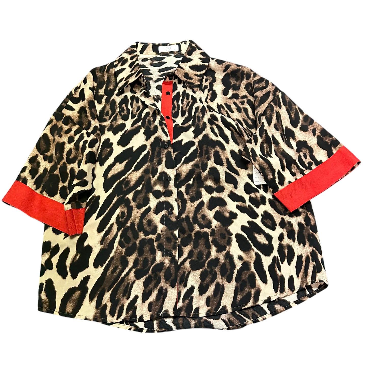 Q2 2 PC ANIMAL PRINT SET BUTTON UP TOP WIDE LEG PANTS 255 SMALL