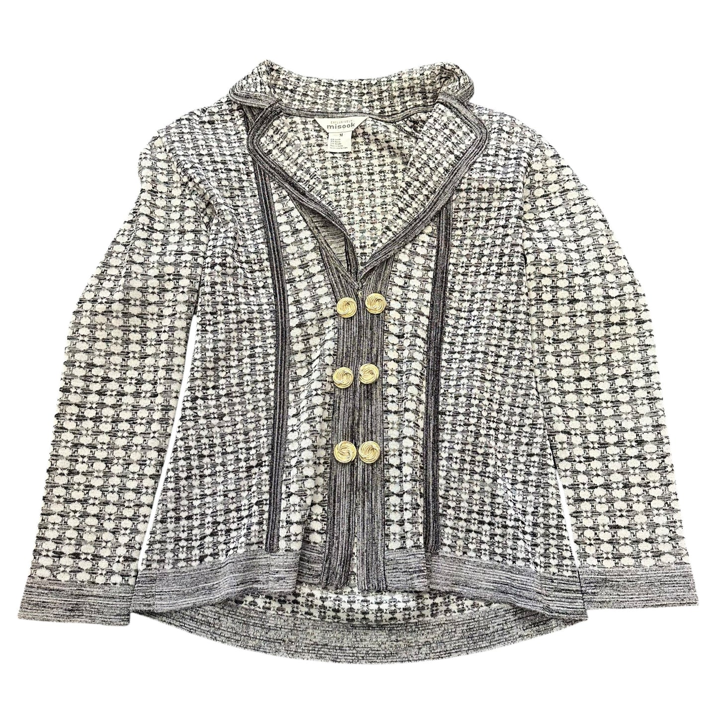 MISOOK BLACK WHITE HOUNDSTOOTH BLAZER 216 MEDIUM