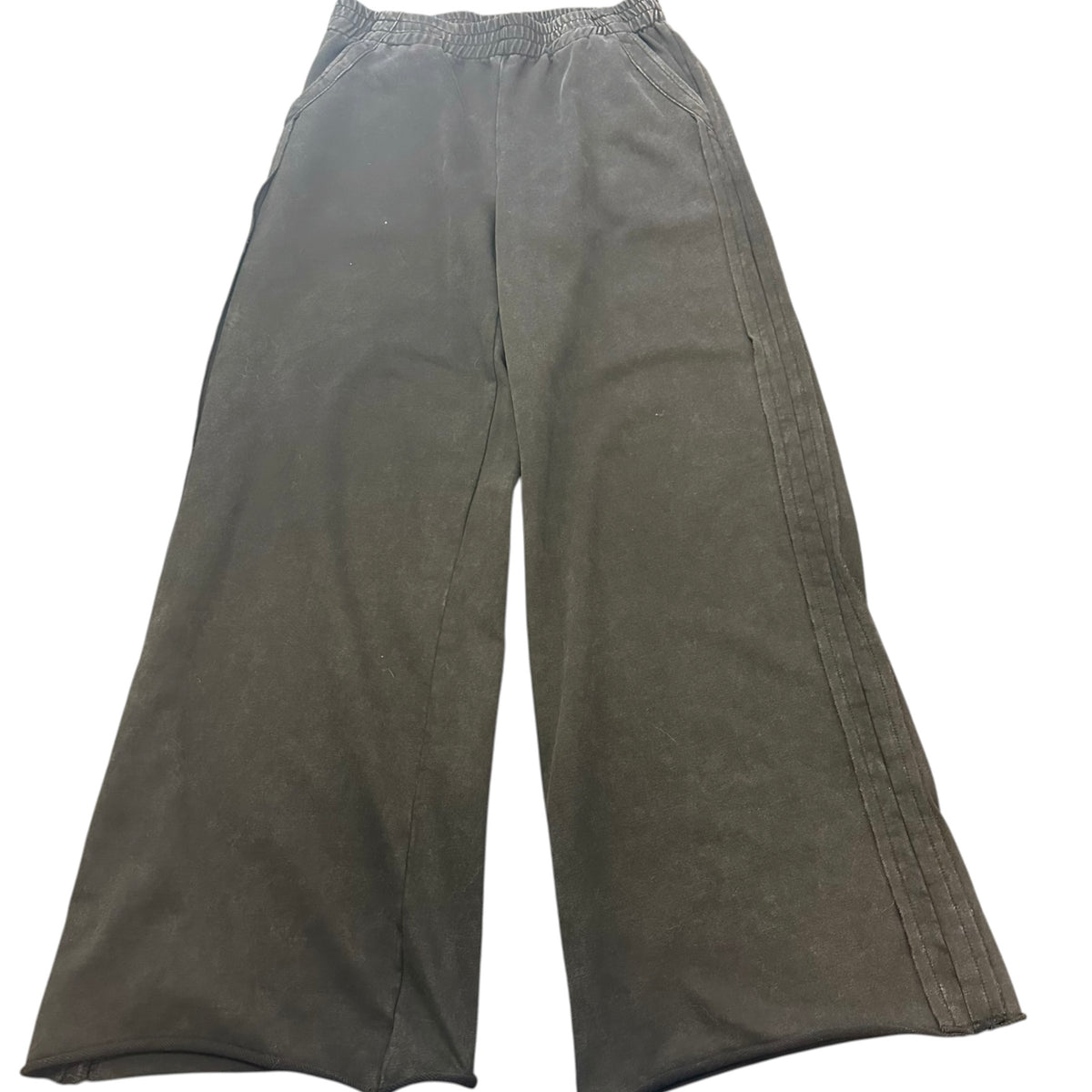 UMGEE BLACK WIDE LEG STONE WASH SWEATPANTS 14 MEDIUM