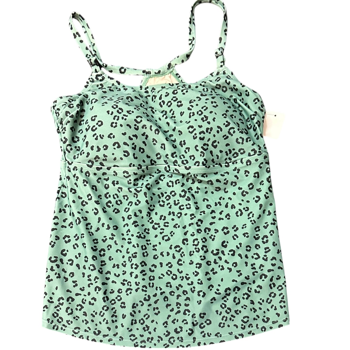 KONA SOL GREEN BLACK ANIMAL PRINT TANKINI TOP 58 1X