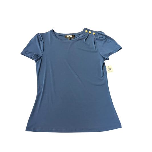 DKNY NAVY GOLD BUTTON BLOUSE 251 SMALL