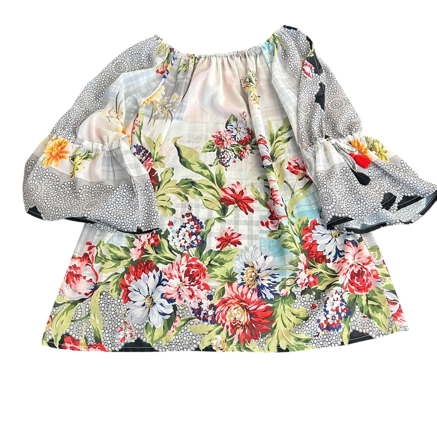 AVANI COLORFUL SEMI SHEER BLOUSE BELL SLEEVES 255 MEDIUM