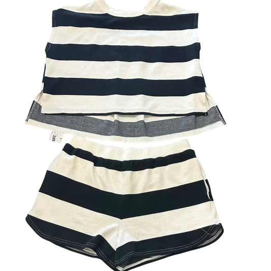ENTRO BLACK BEIGE STRIPED SHORTS & TOP   285 MEDIUM