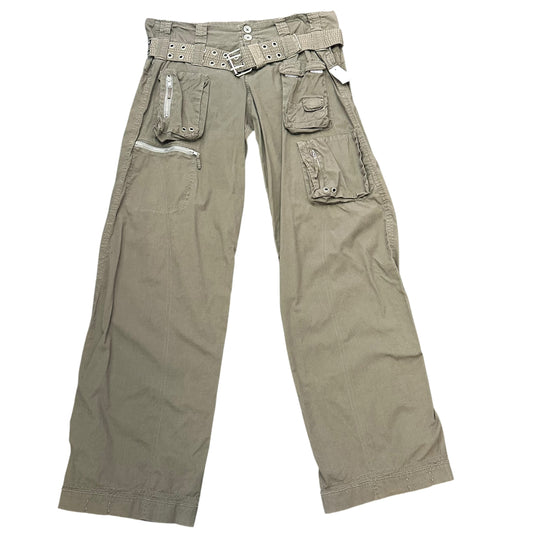 PETE & GRETA JOHNNY WAS GREEN WIDE LEG CARGO PANTS 84 SZ 4
