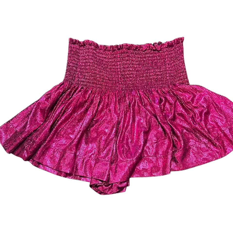QUEEN OF HEARTS PINK GLITTER SMOCKED SHORTS 100 MEDIUM