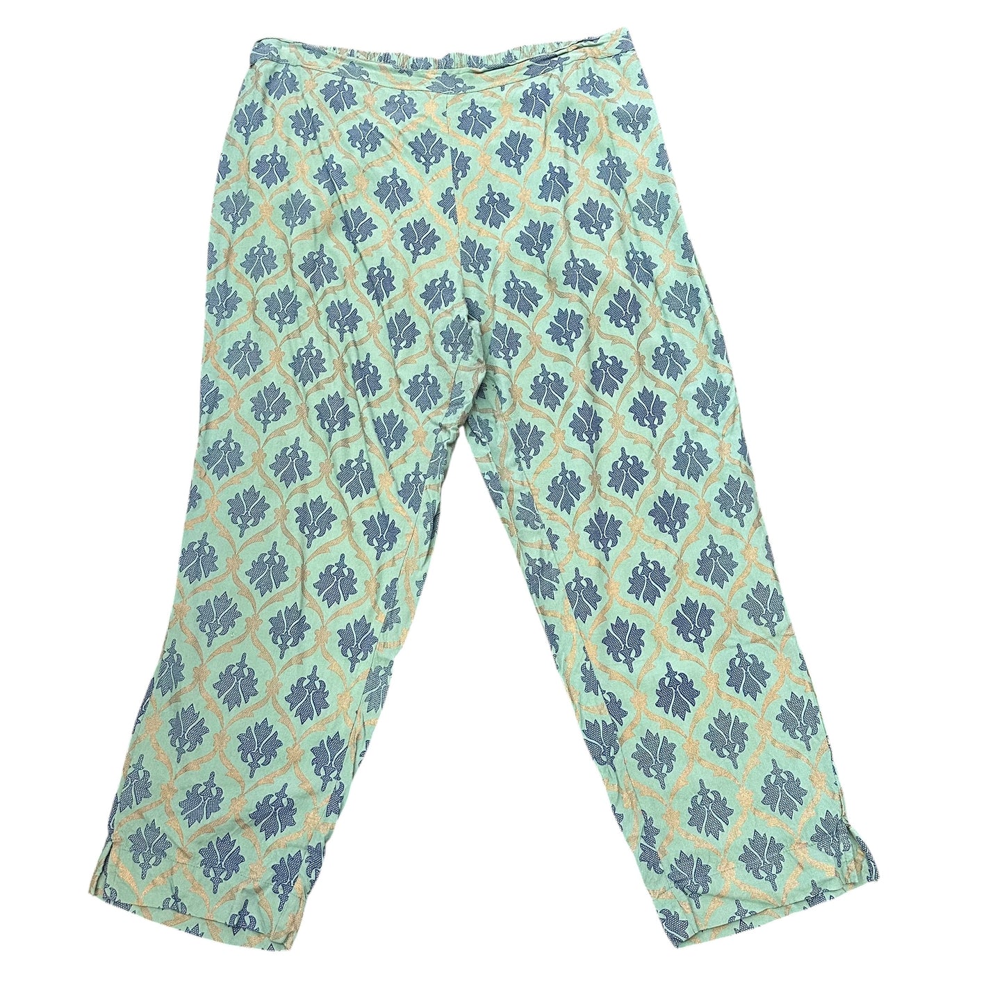 HIGH WAISTED ANKLE PANTS PULL ON GREEN NAVY 100 FITS LARGE
