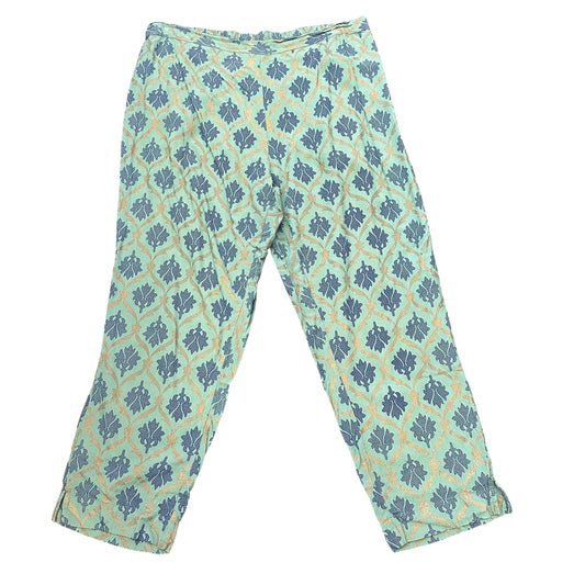 HIGH WAISTED ANKLE PANTS PULL ON GREEN NAVY 100 FITS LARGE