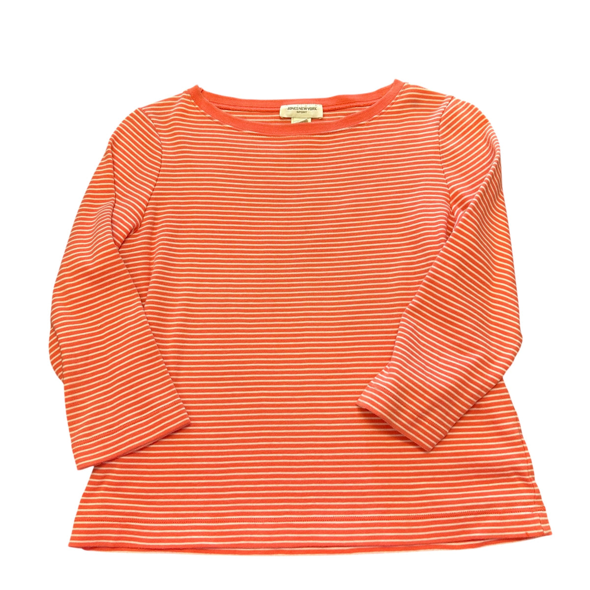 JONES NEW YORK VINTAGE Y2K CORAL WHITE STRIPED TEE 100 SMALL