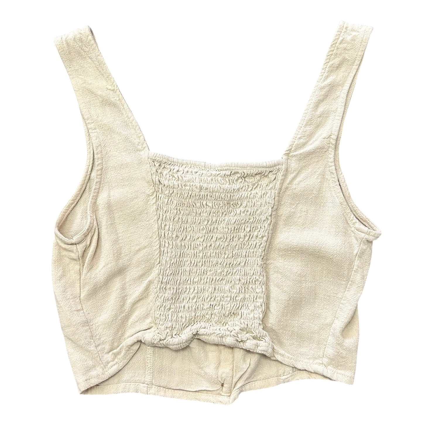 AEROPOSTALE TAN CROPPED SMOCKED BLOUSE 100 SMALL