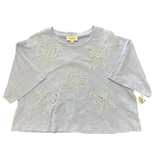 PEACH LOVE CALIFORNIA BLUE T-SHIRT BOWS NWT 100 LARGE