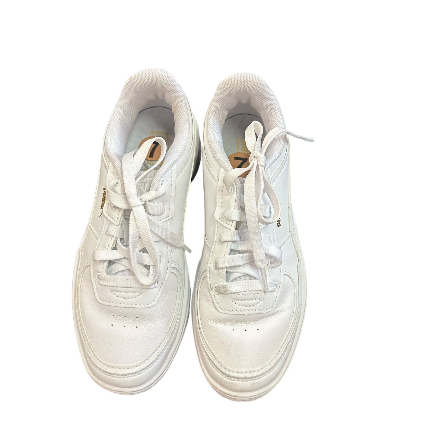 PUMA CALI DREAM LEATHER SNEAKERS MONOCHROME WHITE 122 SZ 7