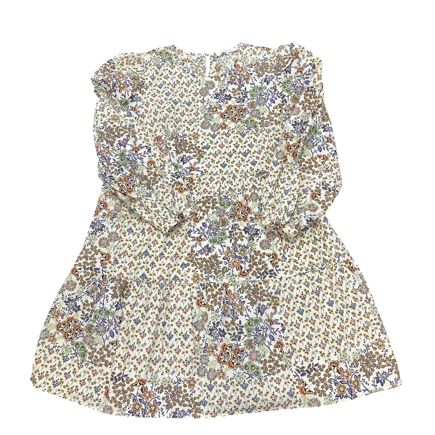 OLIVACEOUS BEIGE FLORAL TIERED DRESS NWOT 263 MEDIUM
