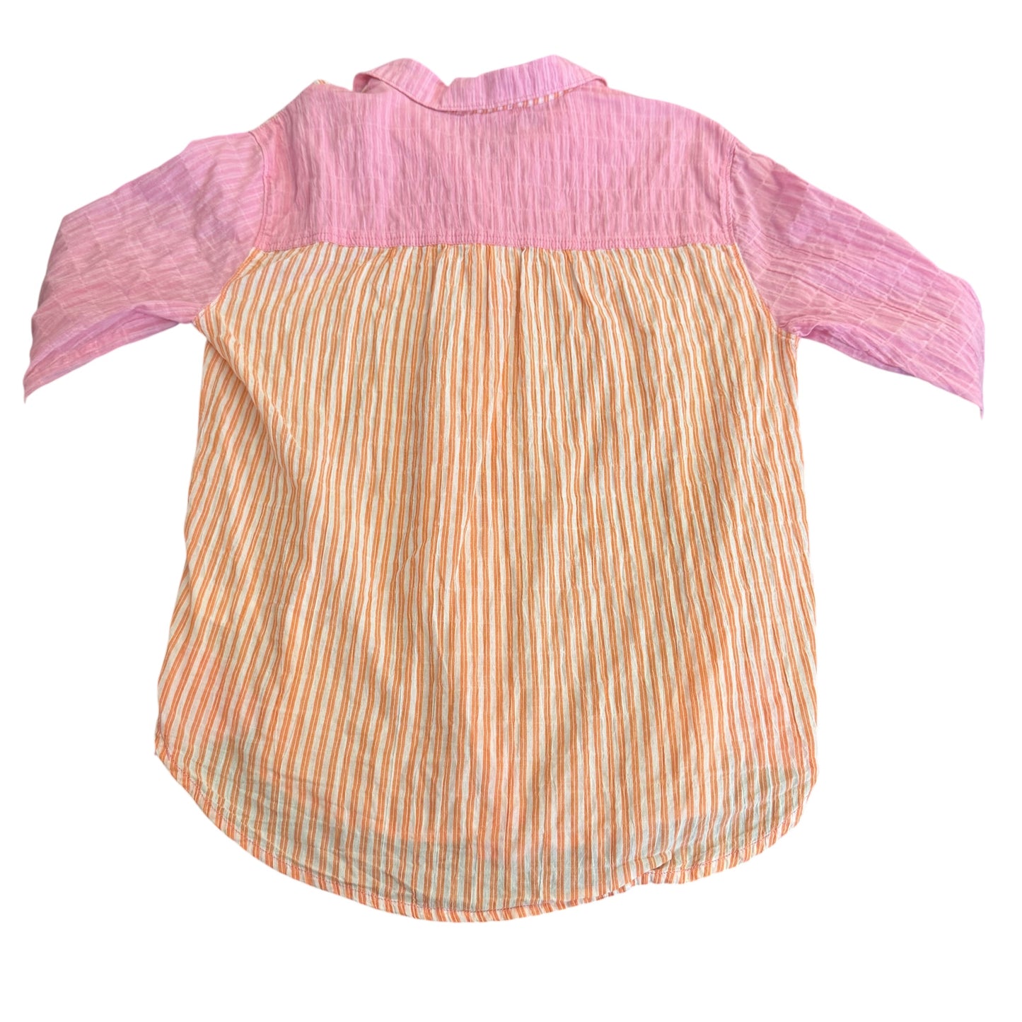 BEACH LUNCH LOUNGE PINK ORANGE BUTTON UP BLOUSE 100 SMALL