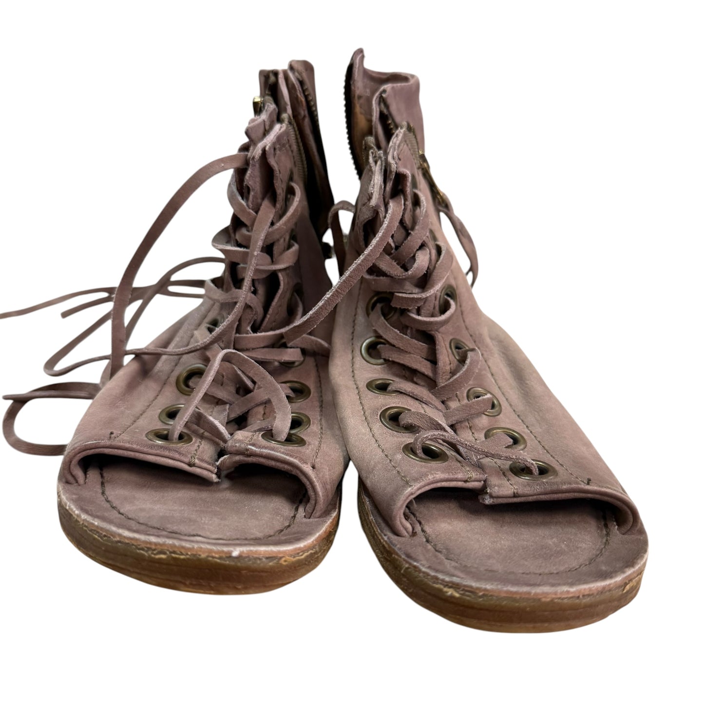 AS 98 TAUPE LEATHER RHETT LACE UP SANDALS NWOT 100 SZ 7