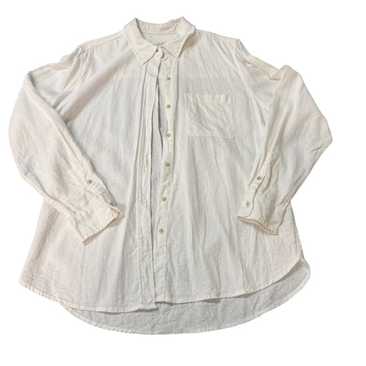 UNIVERSAL THREADS WHITE COTTON LINEN BUTTON UP BLOUSE 39 MEDIUM