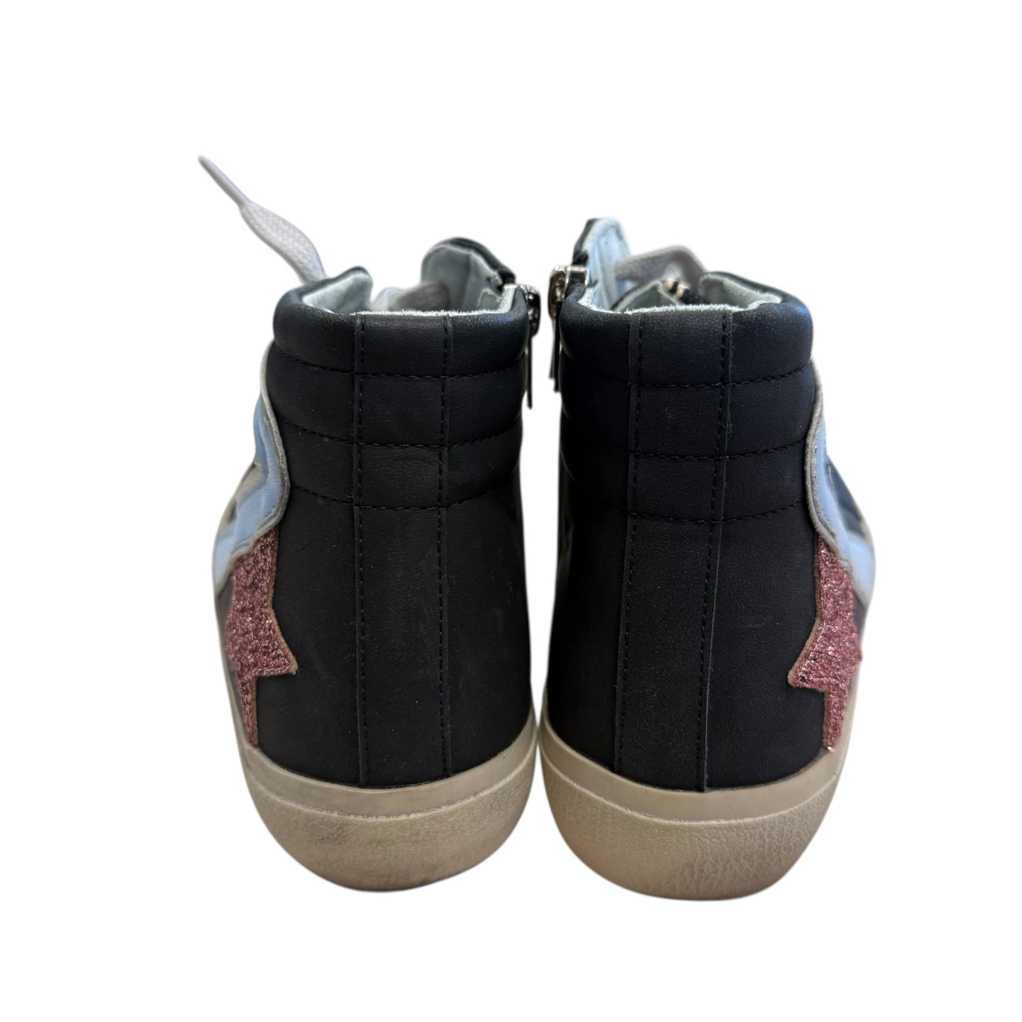 SHU SHOP ROXANNE BLACK HIGH TOP SNEAKERS PINK GLITTER STAR 112 SZ 9