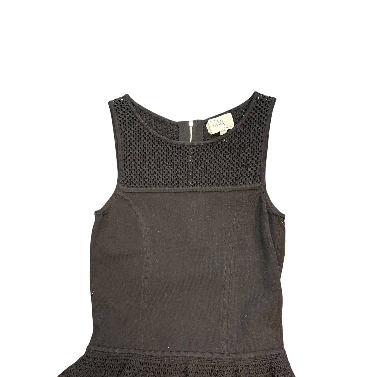 MILLY OF NEW YORK BLACK PEPLUM KNIT DRESS SMALL